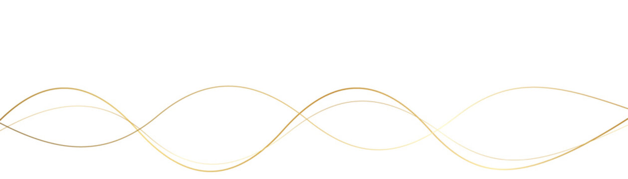 Delicate gold wavy lines on a clean white background with subtle glitter accents suggesting elegance and flow