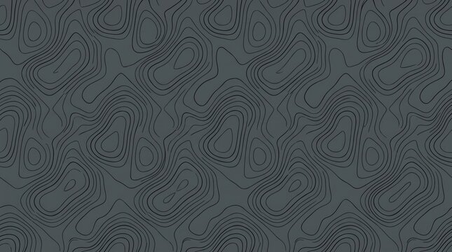 Abstract dark grey topographic map contour lines pattern texture background with topo map