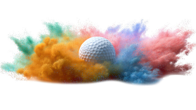 Golf ball explosion colors for game advertising
