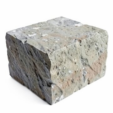 Large cuboid ashlar masonry block with crisp corners and smooth finish on isolated white background