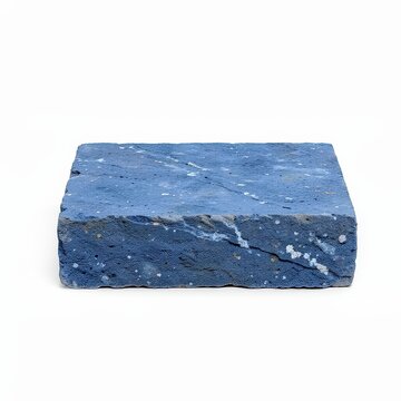 Rectangular thick bluestone step with textured tread isolated on white background, single cut stone for outdoor landscaping and architectural design