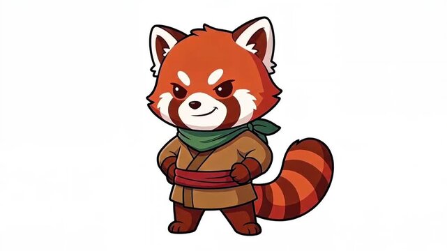 Red racoon ninja chibi animation