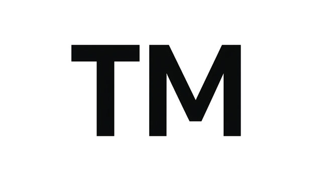 Trademark symbol icon, black TM sign for intellectual property and legal branding design.