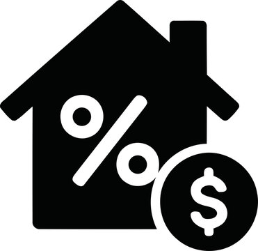 House icon with percentage and dollar coin symbolizing real estate loan and financial investment Isolated on transparent background