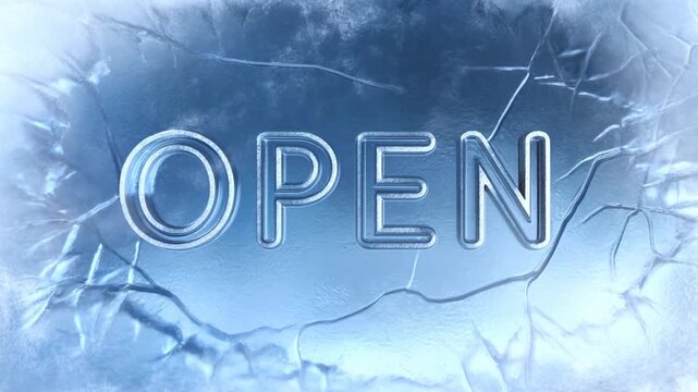 Open embossed lettering displayed on blue textured surface with soft glowing light