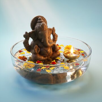 Eco Friendly Clay Ganesha Idol Immersion for Ganesh Chaturthi Festival