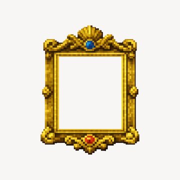 Vintage pixel art golden frame