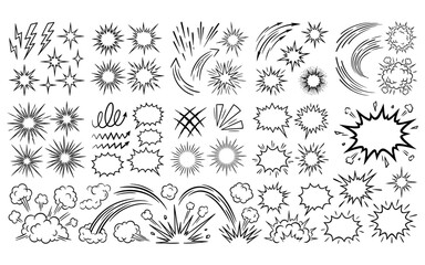 Comic book speed lines and explosion bursts for dynamic action effect graphics. © PNG world