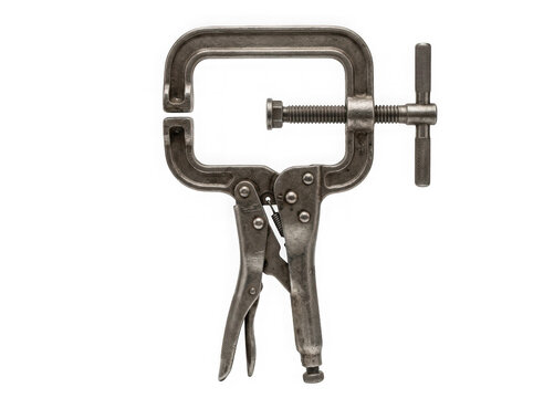 locking c clamp vise grips metal clamping hand tool isolated on transparent background