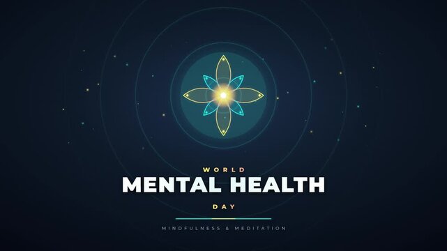 World Mental Health Day Abstract Background with Glowing Meditation Symbol