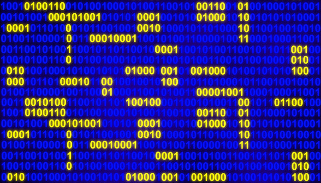 Blue yellow binary code number digital technology abstract background