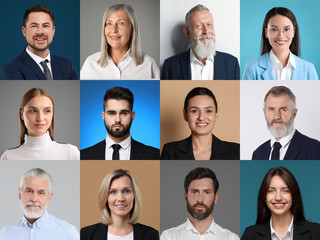 Fototapeta premium Businessmen and businesswomen of different ages, collection of portraits