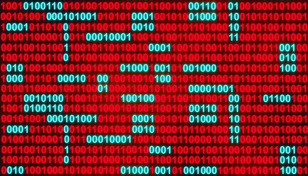 Red blue binary code number digital technology abstract background