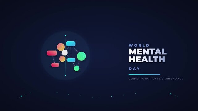 World Mental Health Day Conceptual Background with Geometric Brain Network