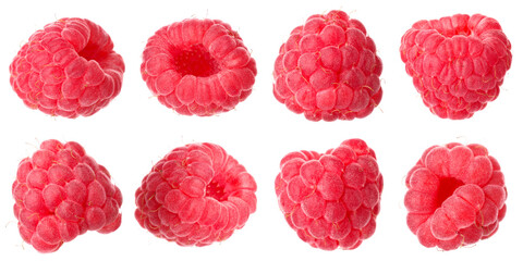 Fresh raspberries isolated on white, set. Summer berry © New Africa