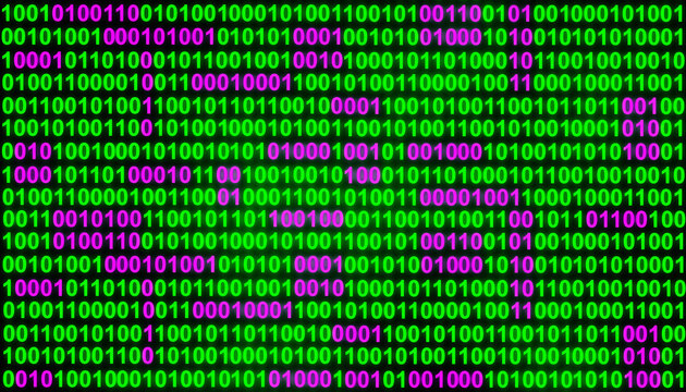 Green purple binary code number digital technology abstract background
