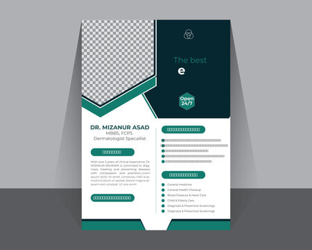A simple and modern medical flyer template design, flyer in A4 with colorful business proposal, promotion, advertising and publication.