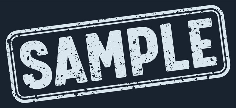 sample white grunge stamp on dark blue background. sample stamp