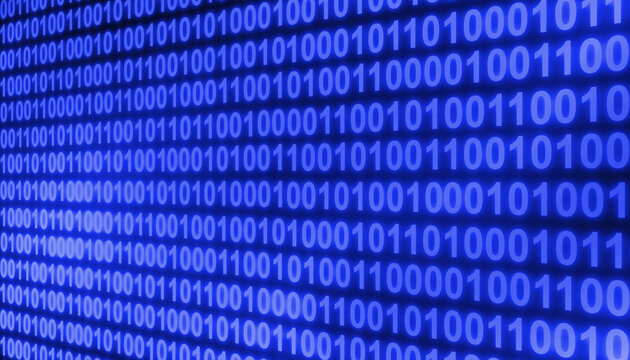 Blue binary code number perspective digital technology abstract background