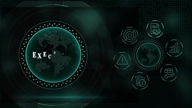 Modern execution business concept with futuristic icons