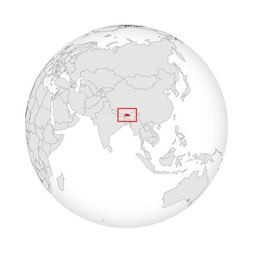 Location map of Bhutan.Bhutan on globe