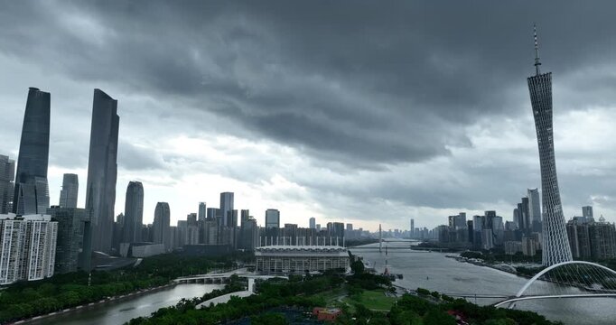 Aerial view of landscape in Guangzhou city, China