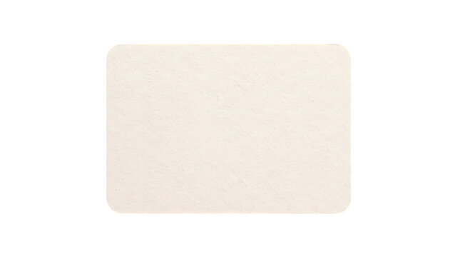 Blank rectangular paper coaster with rounded corners isolated on transparent background