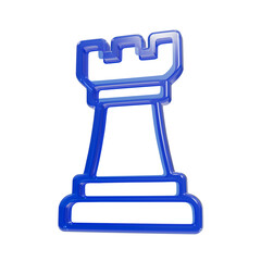 Blue glossy 3d rendered chess rook symbolizing strategy and tactics on black background isolated on a transparent background © Anisa283