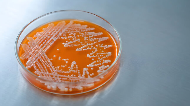 Yeast colonies on nutrient agar isolated clean surface for modern view