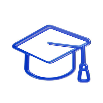 Blue graduation cap symbolizing academic achievement, education, and commencement... potential isolated on a transparent background