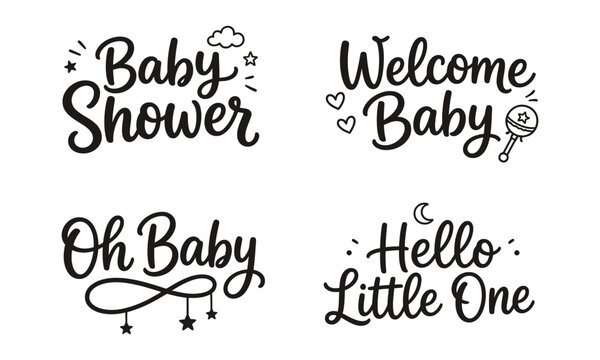 Charming hand lettered typography designs for baby showers welcoming new arrivals and celebrating the joy of parenthood