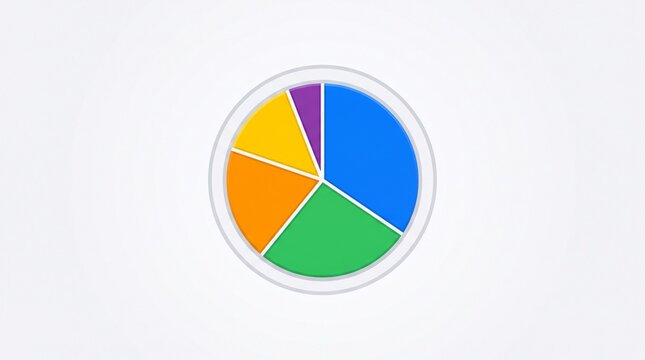 Colorful circular pie chart infographic with five distinct segments displayed on a clean light gray background for business data visualization and statistical analysis representing professional growth