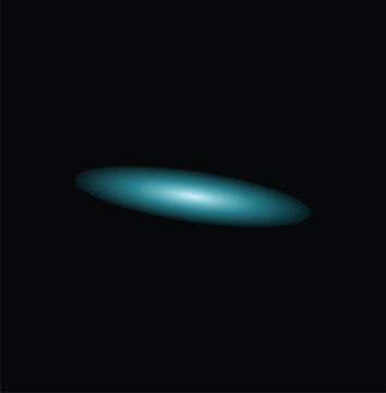 Glowing blue oval light shape isolated on a dark black background representing a soft energy orb or abstract space galaxy glow effect