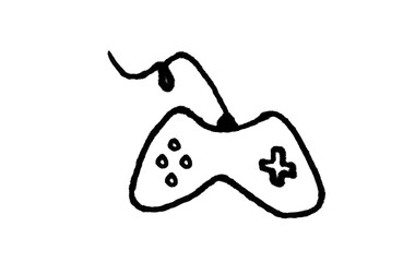 Game Controller Doodle — Hand-Drawn Video Gamepad Outline, Minimal Black Retro for Photoshop & Illustrator © Misbah