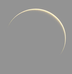 Golden glowing crescent arc of light effect. Abstract bright gold rim light frame vector for design overlay. Shining golden arc light ring element for luxury and magic background © Olena
