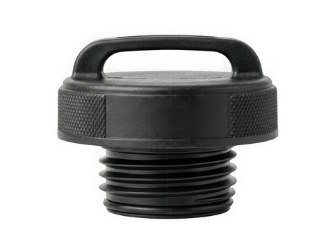 black plastic engine oil filler cap automotive part isolated on transparent background