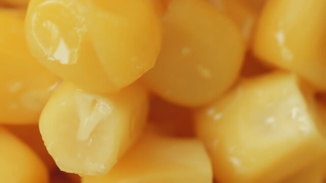 Sweetcorn corn kernels macro close up presentation slowly rotating stock footage