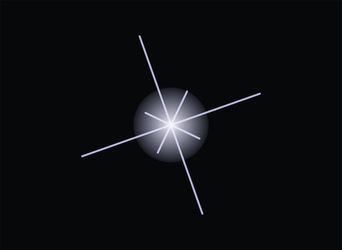 Bright glowing star burst with light rays isolated on a dark black background