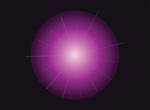Bright purple light burst with glowing rays and star effect on a dark background