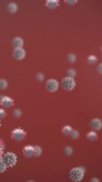 Animation of virus cells over red background