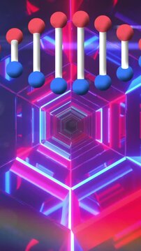 Animation of dna strand over digital tunnel