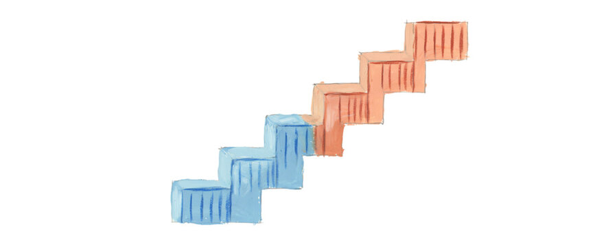 Colorful ascending steps illustration transparent background