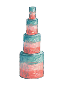 Stacked Colorful Painted Cylinder Artwork Isolated on Transparent Background