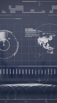 Animation of statistics, data processing over cityscape