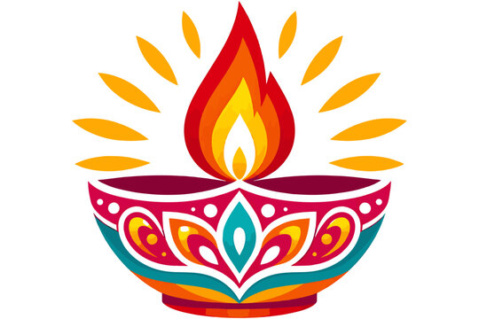 Festive Indian Lamp Icon Vector Symbol