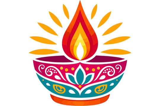 Modern Diya Lamp Icon Vector Design