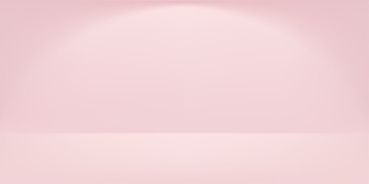 Pink modern studio background with soft gradient lighting. Vector bg for product presentation on minimalist rose stage with subtle shadow effects and clean abstract space
