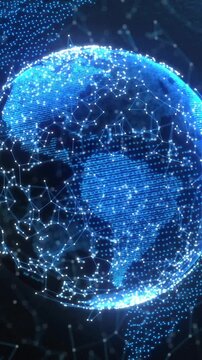 Animation of globe with network of connections on black background