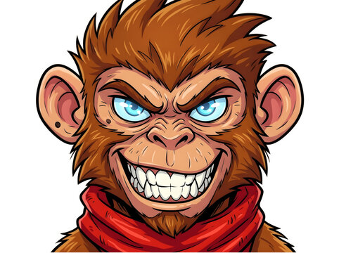 Angry monkey illustration isolated on transparent background funny animal emoji