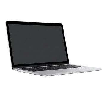 Silver aluminum ultrabook computer mockup on white backdrop
